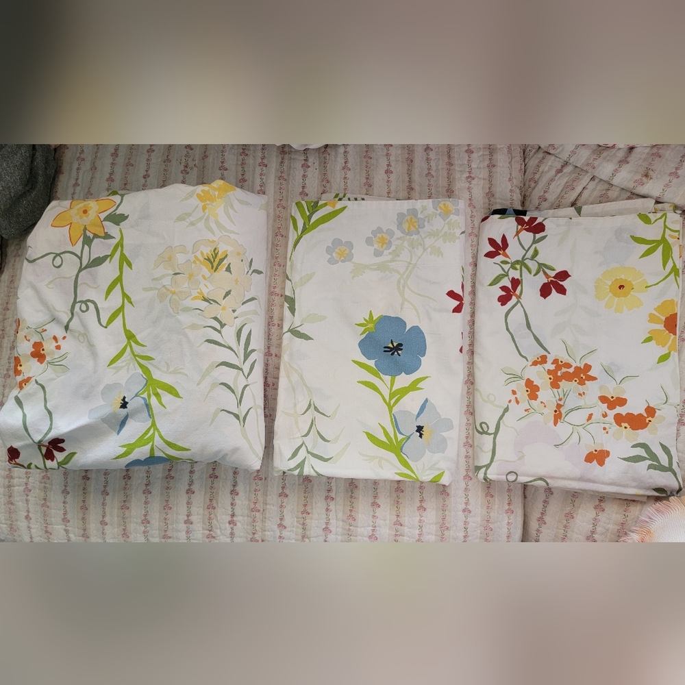 Pottery Barn Duvet With Matching Shams Floral Patterned Cotton
